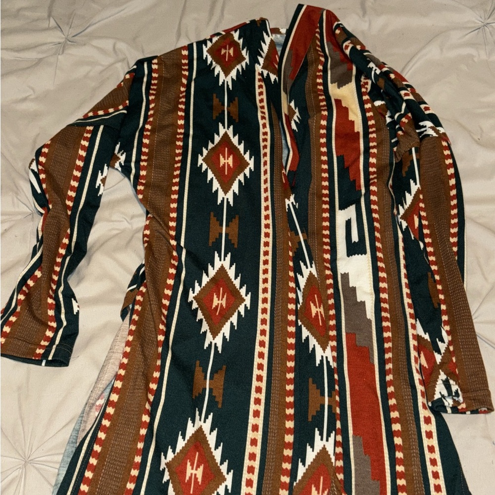 western print cardigan